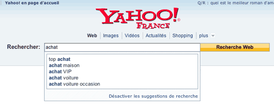 Yahoo! lance en France la recherche suggérée - Abondance