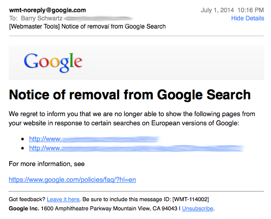 droit à l'oubli google