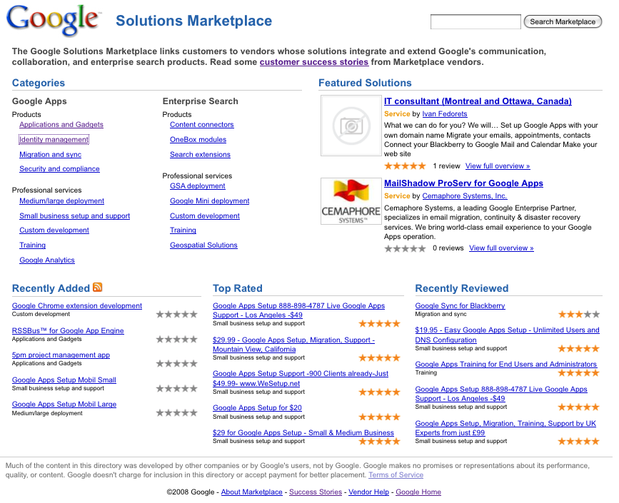 Google Solutions Marketplace