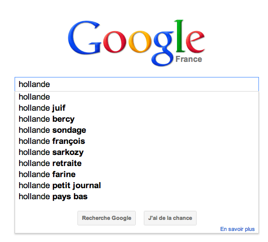 Google Suggest Hollande juif
