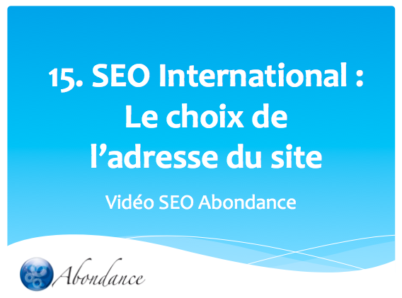 Video N°15 : SEO International : le choix de l'adresse du site