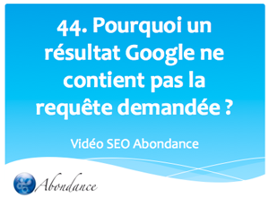 Pourquoi un résultat Google ne contient-il pas la requête demandée