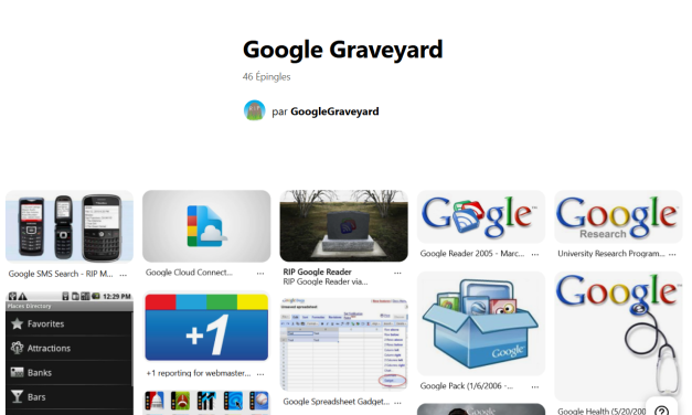 Les cimetières de produits Google et Microsoft sur Pinterest