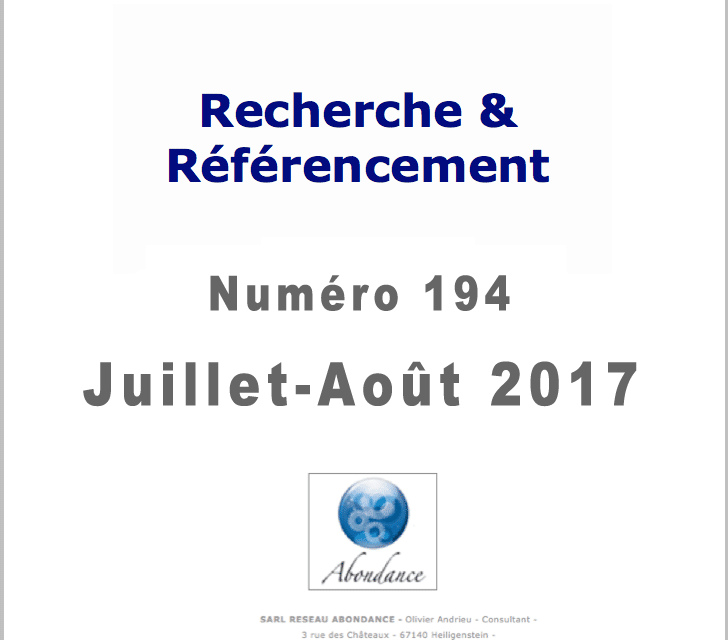 Recherche et Référencement : le Numéro 194 de Juillet-août 2017 est Paru !