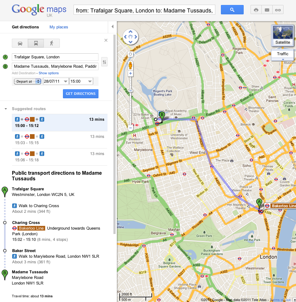 Google Maps métro de Londres