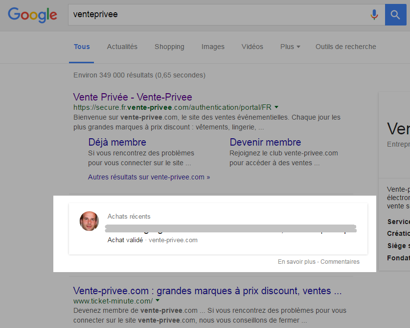 google achat serp vente privee