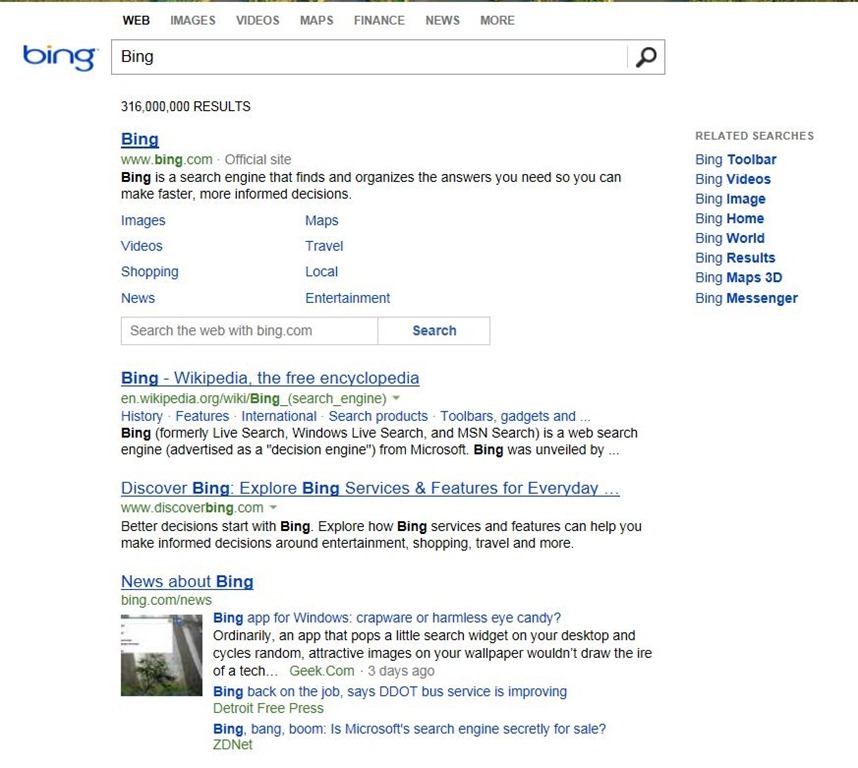 Bing nouvelle version