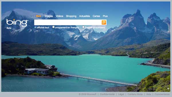 Bing homepage