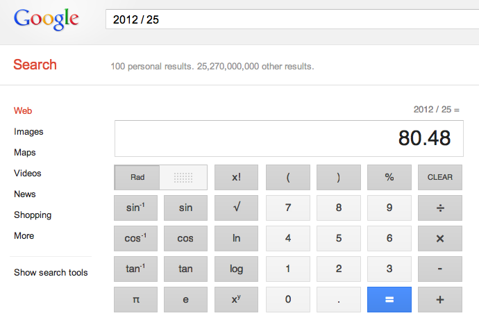 Calculette Google apres