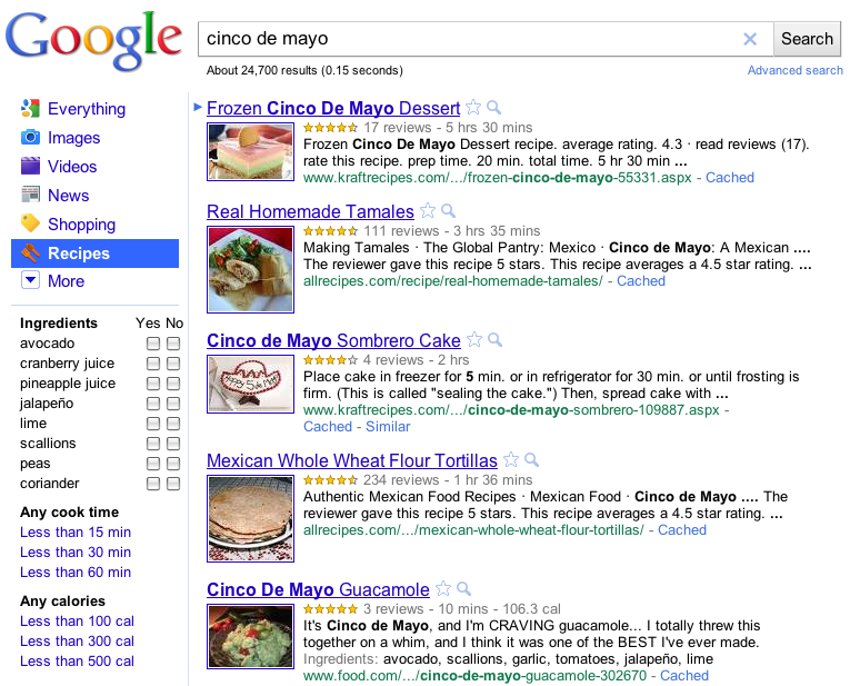 Recipe View Google