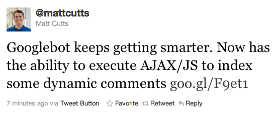 Matt Cutts ajax javascript