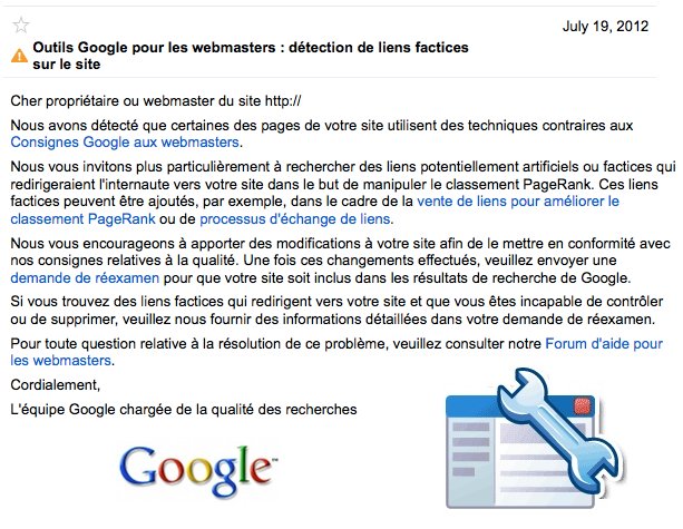 detection liens factices google