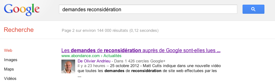 Google News demandes reconsideration