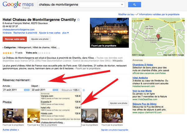 Google Adresse reservation