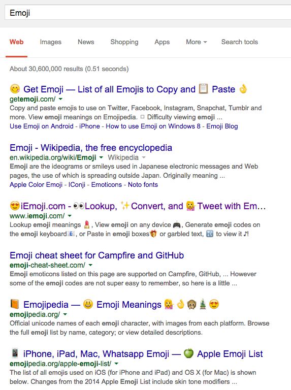 google-emoji-serp