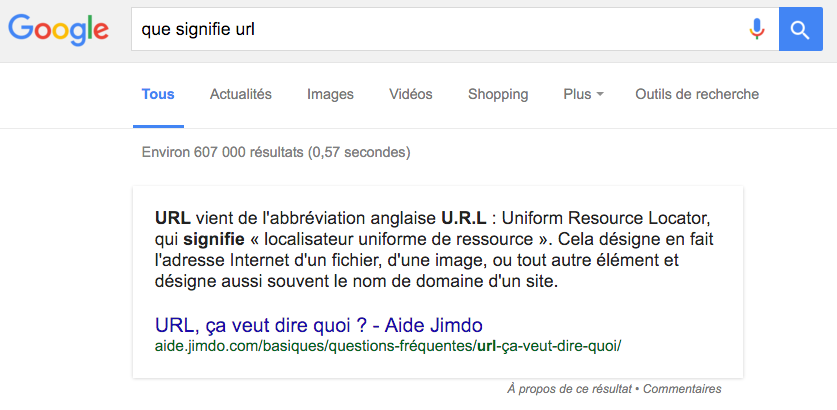 google featured snippet