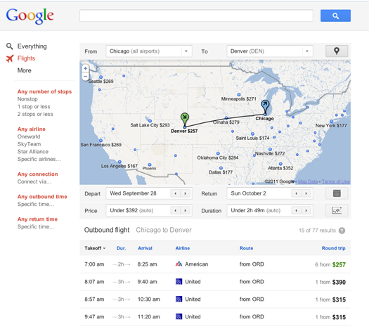 Google Flight Search