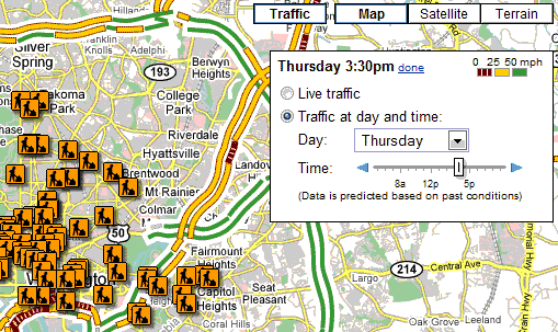 Trafic routier dans Google Maps