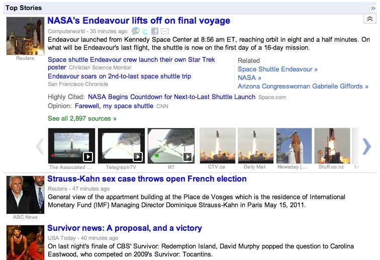 Google News expandable stories