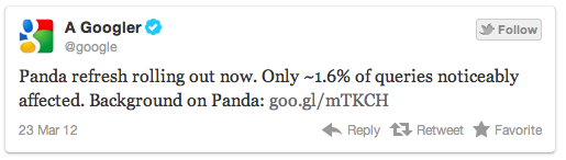 Tweet Google Panda 3.4