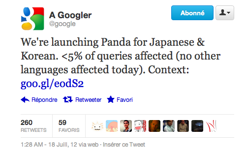Google Panda Coree Japon
