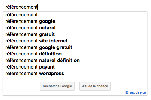 Google Suggest referencement