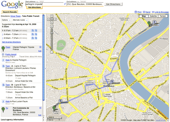 Google Transit Bordeaux