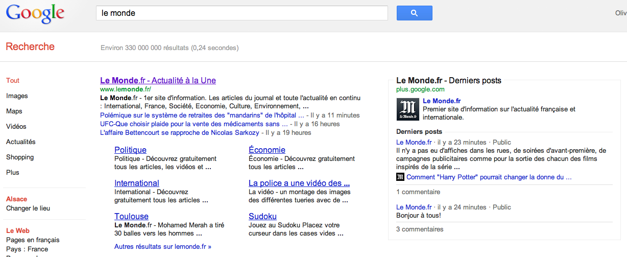 Google Plus dans les SERP