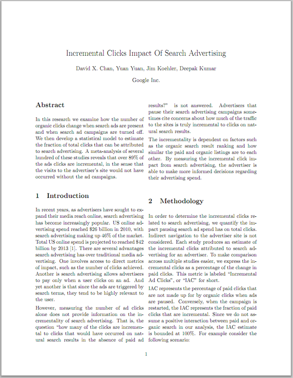 Incremental Clicks Impact Of Search Advertising