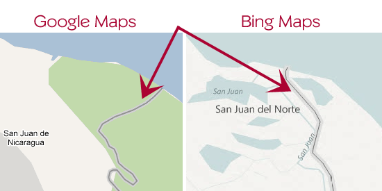 Google Maps Nicaragua Costa Rica