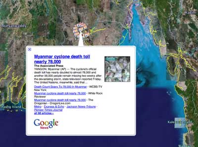 Google News dans Google Earth