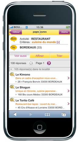 PagesJaunes sur Iphone