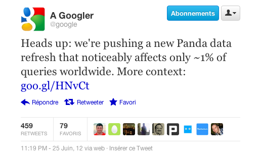 Panda 3.8 tweet