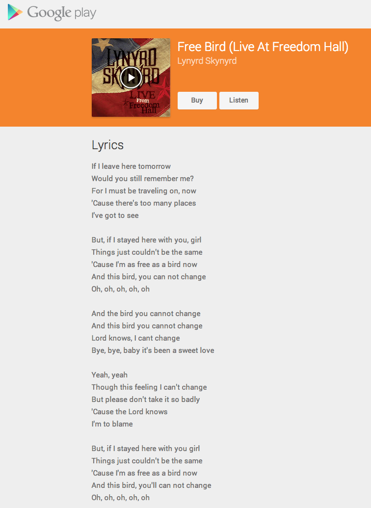 paroles-freebird-google-play