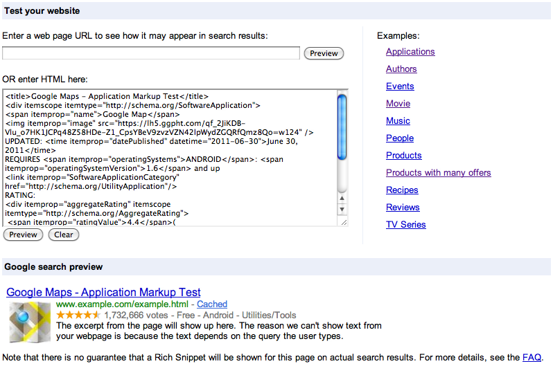 rich snippet test