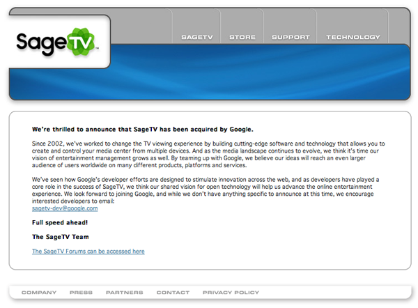 SageTV HomePage