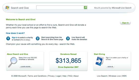 Microsoft Search and Give