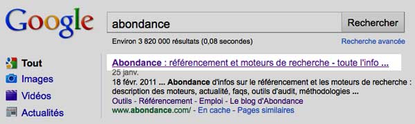 Abondance SERP Google