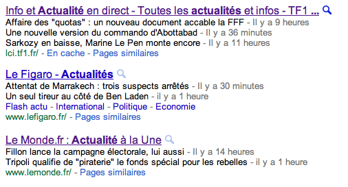 Snippet sites d'actualité