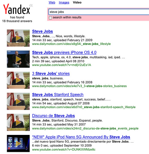 Yandex videos