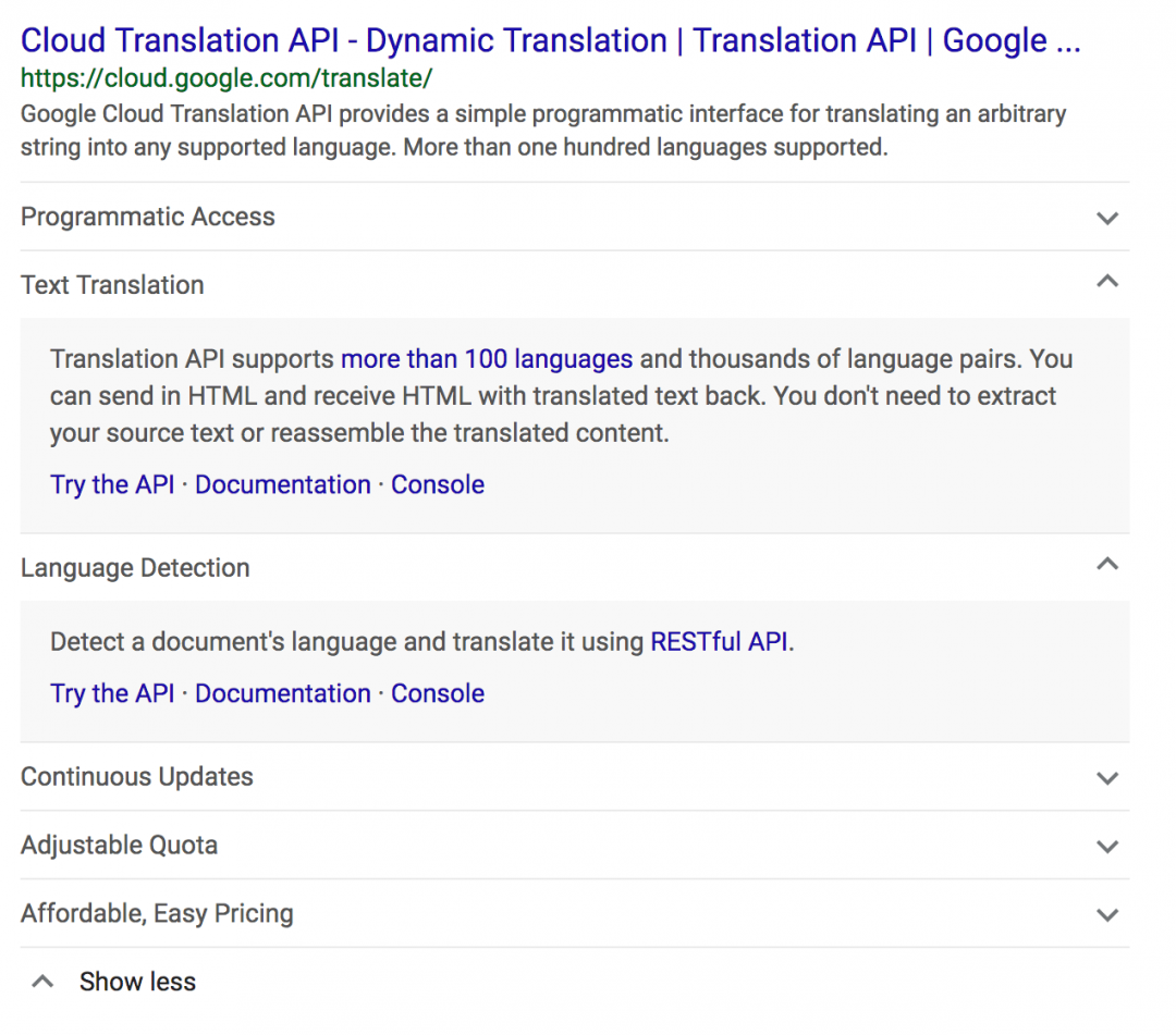 Test Google des Sitelinks en accordéon Abondance
