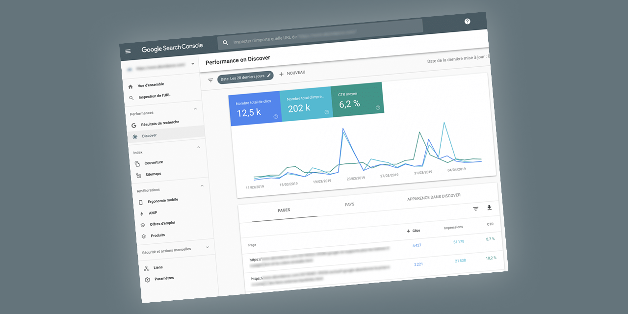 La Search Console propose les infos de trafic sur la fonction Discover