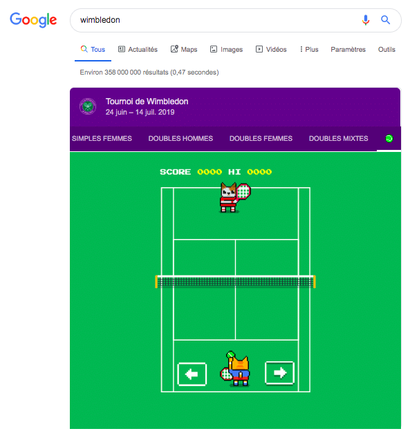 Easter egg Google Wimbledon