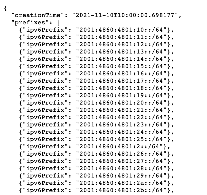 Liste des adresses IP de Google