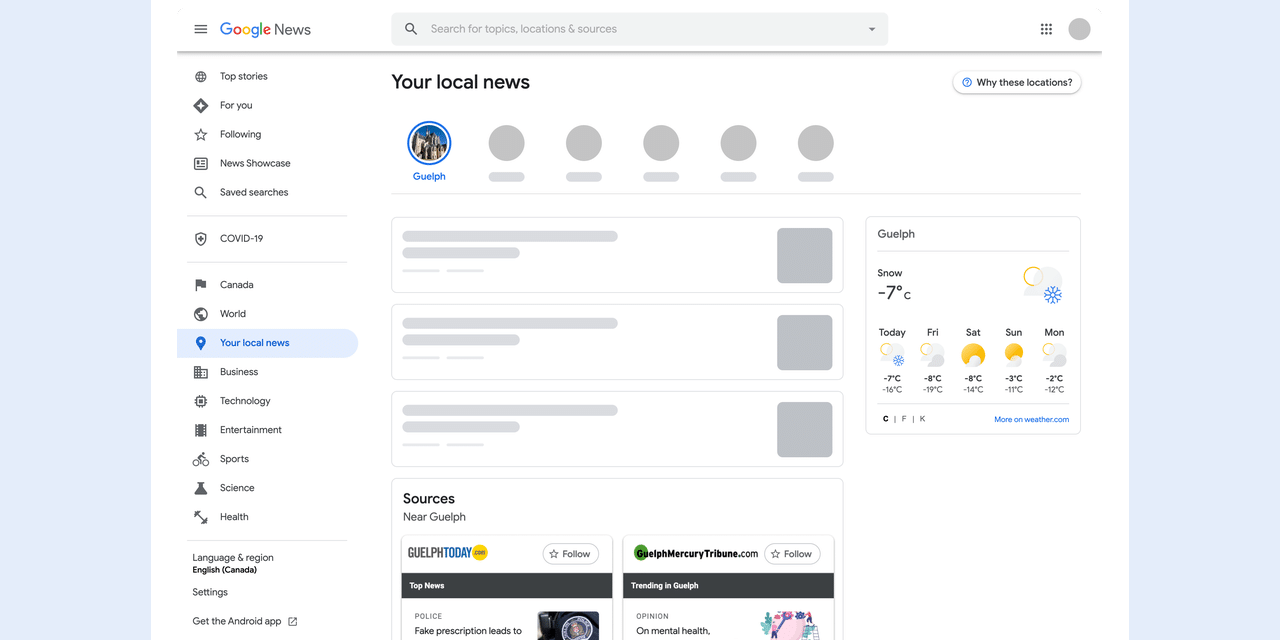Google News Showcase se localise