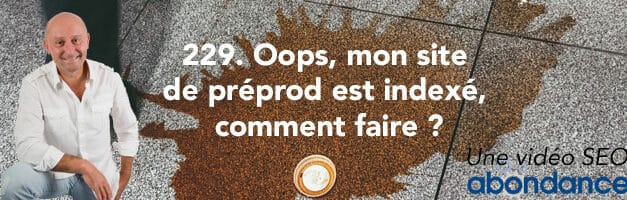 Oops, mon site de préprod est indexé, comment faire ? –  Vidéo SEO Abondance N°229