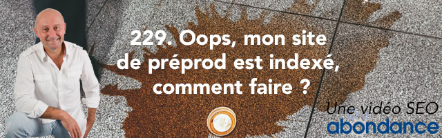 Oops, mon site de préprod est indexé, comment faire ? –  Vidéo SEO Abondance N°229