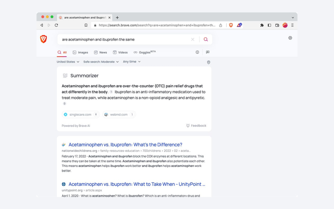 Brave Search ajoute la fonctionnalité Summarizer