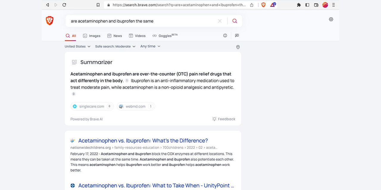 Brave Search ajoute la fonctionnalité Summarizer