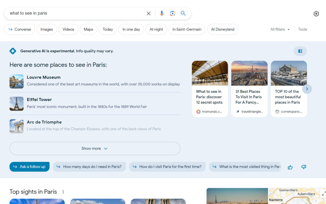 On a testé la Search Generative Experience ! Comparaison avec les SERP actuelles